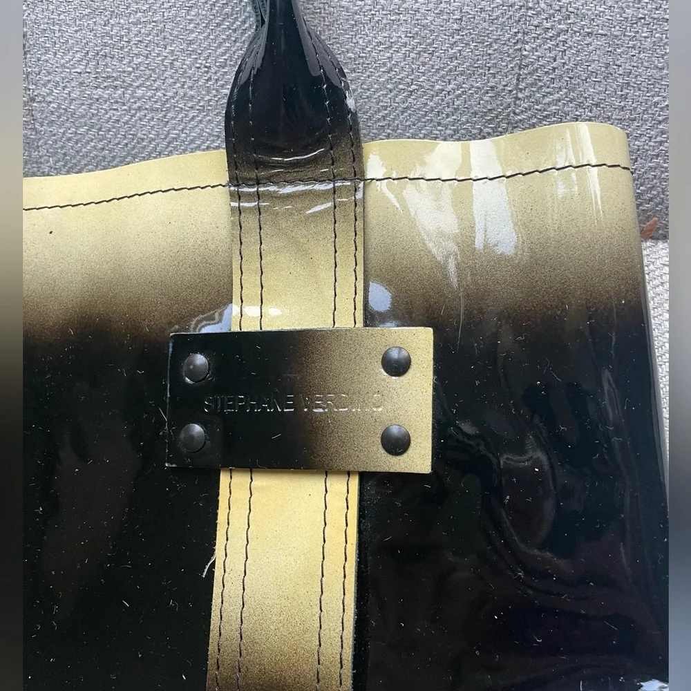 stephane verdino  Black and Gold Tote Bag big handbag  gloss - Picture 4 of 12